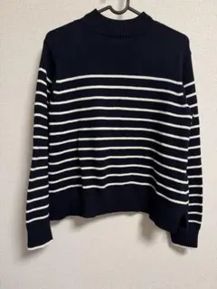 ユニクロ ネイビーとホワイトのボーダーニットセーター M
