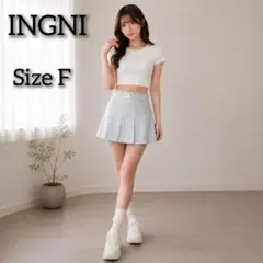 【INGNIイング】インナーパンツ付 ベルト付プリーツミニスカート スカパン F