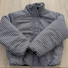 キッズ　チェックダウンジャケット　ブルー
