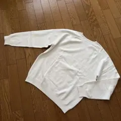 シンプル！ホワイト クルーネック 長袖ニット（L）
