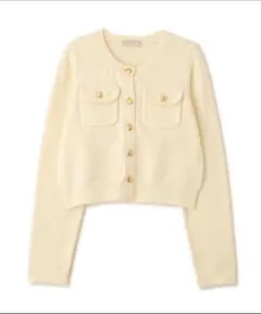 フロントポケット金ボタンニットカーディガン
