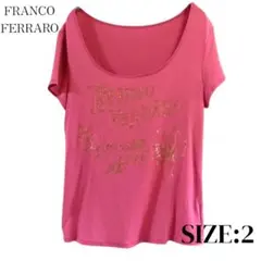 大人可愛い フランコフェラーロ スパンコール Tシャツ ローズピンク ミラノのサムネイル