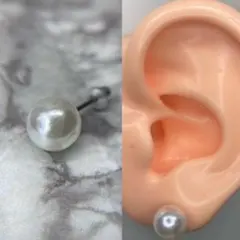 スタッド ピアス 18g パール ボール ホワイト アクセサリー 韓国 片耳