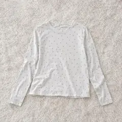 ドット シアー Tシャツ 長袖 ホワイト 白 SHEIN シーイン シースルー