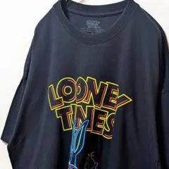 ルーニーテューンズ デカロゴ Tシャツ ブラック 黒 XL 古着