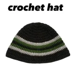 ハンドメイド ビーニー クロシェハット クラッシャーハット バケットハット 黒