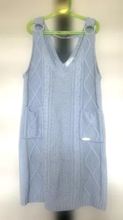 アルジーALGYケーブルニットワンピース150ブルーグレー