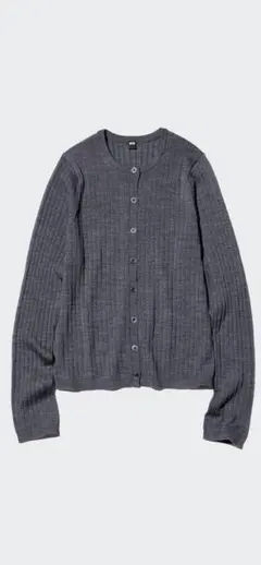 【新品未使用】UNIQLO メリノリブクルーネックショートカーディガン