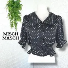 5150【MISCH MASCH】美品 クロップド ドットブラウス 半袖 黒 Mのサムネイル