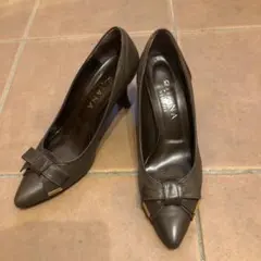 美品】DIANAダイアナ リボンパンプス ブラウン レディース 24cm