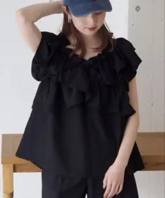 tiptop フリルクロス2wayブラウス　黒のサムネイル