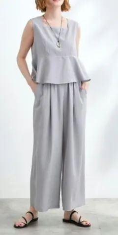 新品 grove グローブ ストライプドッキングサロペット パンツ Ｌのサムネイル