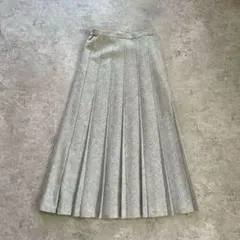 ツイード調プリーツスカート ウール グレー ロングスカート フォーマル Aライン