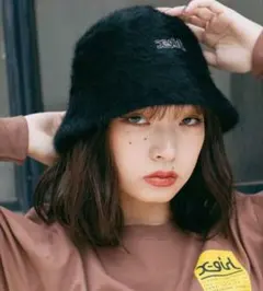 x-girl ブラック バケットハット ファー