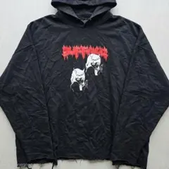 【グランジ】ダメージ加工 パーカー XL 黒 地雷系 ストリート ホラー 裏原