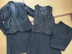 ブラックスーツセット チェック柄ベスト付き　事務服　11号
