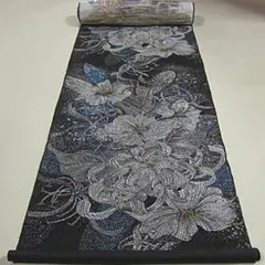 新柄　新品未仕立　西陣織六通柄丸巻袋帯　豪華花模様