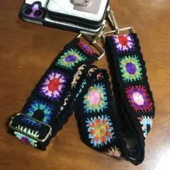 黒　おしゃれなショルダーベルト　斜め掛けOK スマホ　バッグなどに