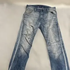 Diesel ダメージ加工 ライトブルーデニムパンツ