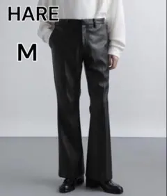 HARE　ハレ　シンセティックレザースリムフレアパンツ　ブラック　黒