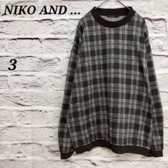 ニコアンド 【3】 チェック柄長袖トレーナー カットソー オーバーサイズ グレー