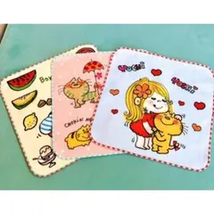 【新品】水森亜土 グッズ ハンカチ 3枚組 綿100% ミニタオル キャラクター