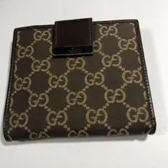 13449 GUCCI GGパターン 二つ折り財布 ブラウン