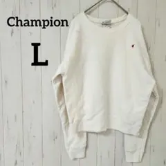 Champion【L】チャンピオン リバースウィーブ スウェット 白 刺繍ロゴ