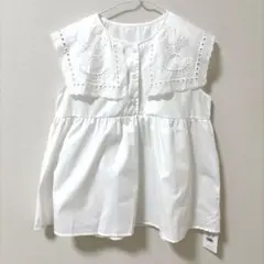 ペプラムブラウス　白　サイズM