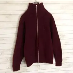 フレッドペリー　ドライバーズニット　刺繍ブランドロゴ　ウール　Mサイズ
