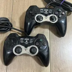 PS2 ホリ製　アナログ振動パッド　コントローラー　ブラック　動作確認済み　2個