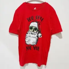 Ｔシャツ プリントTシャツ 丸首 半袖 サンタクロース 赤 綿 イベント