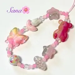 携帯ストラップ　ビーズ　ストラップ　キーホルダー　韓国　ピンク　2