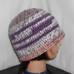 ゆったり目多色カラービーニー・クラッシャーハット【男女兼用】ハンドメイド手編み