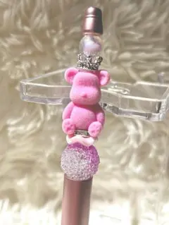 カスタムボールペン　ピンク　クマ
