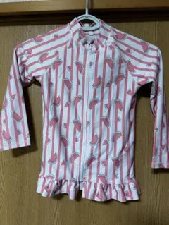 スイカ柄 フリル付きラッシュガード 110cm