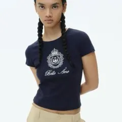 h&m 半袖Tシャツ ネイビーのサムネイル