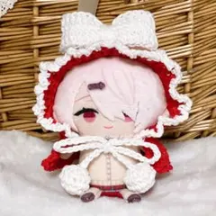 10㎝ ちびぐるみ にしぱぺ ぬい服 苺ボンネットお花ビーズ付き 赤 21