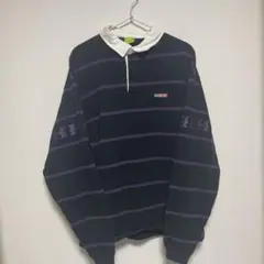 HUF ストライプ ポロシャツ ネイビー