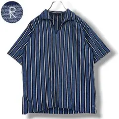 美品✨ 45R スキッパーポロシャツ L インディゴ ストライプ 日本製のサムネイル