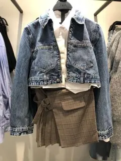 新品タグ付き ZARA クロップド丈 デニムジャケット