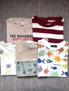 moujonjon 他 Tシャツ 5点 男の子 虫 魚 パイン ボーダー 110