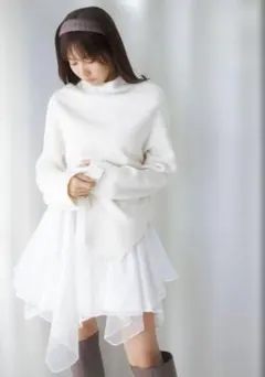 SNIDEL ヘムフリルニットレイヤード ワンピース