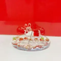 ガラス細工 うさぎ 魚釣り