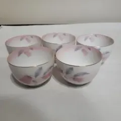 花柄陶器湯飲み5個セット　湯呑