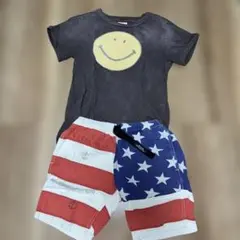 デニムダンガリースマイリーTアメリカ国旗ショートパンツ130ロンハーマン取扱
