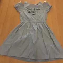 女の子　ガールズ　ワンピース　ノースリーブ　肩出し　夏服　半袖　150デニム