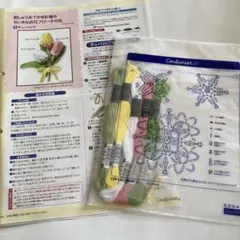 フェリシモ　刺しゅう糸でかぎ針編み　ちいさなお花ブローチの会　チューリップキット