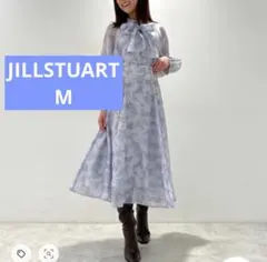 美品ジルバイ レースアップ トワルドジュイプリント ロングスカート ブルー M