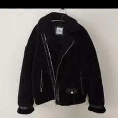ZARA ボア ライダースジャケット ブラック